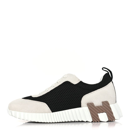 Hermes Air Mesh Suede Goatskin Bouncing Sneakers 36.5 Black White 1 of 8