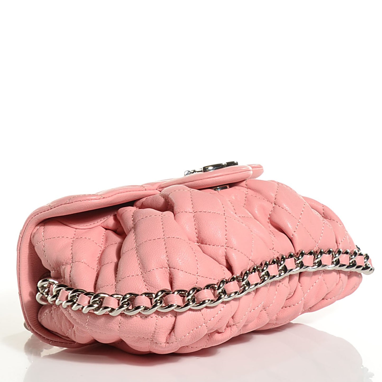 Washed Lambskin Quilted Mini Chain Around Messenger Pink