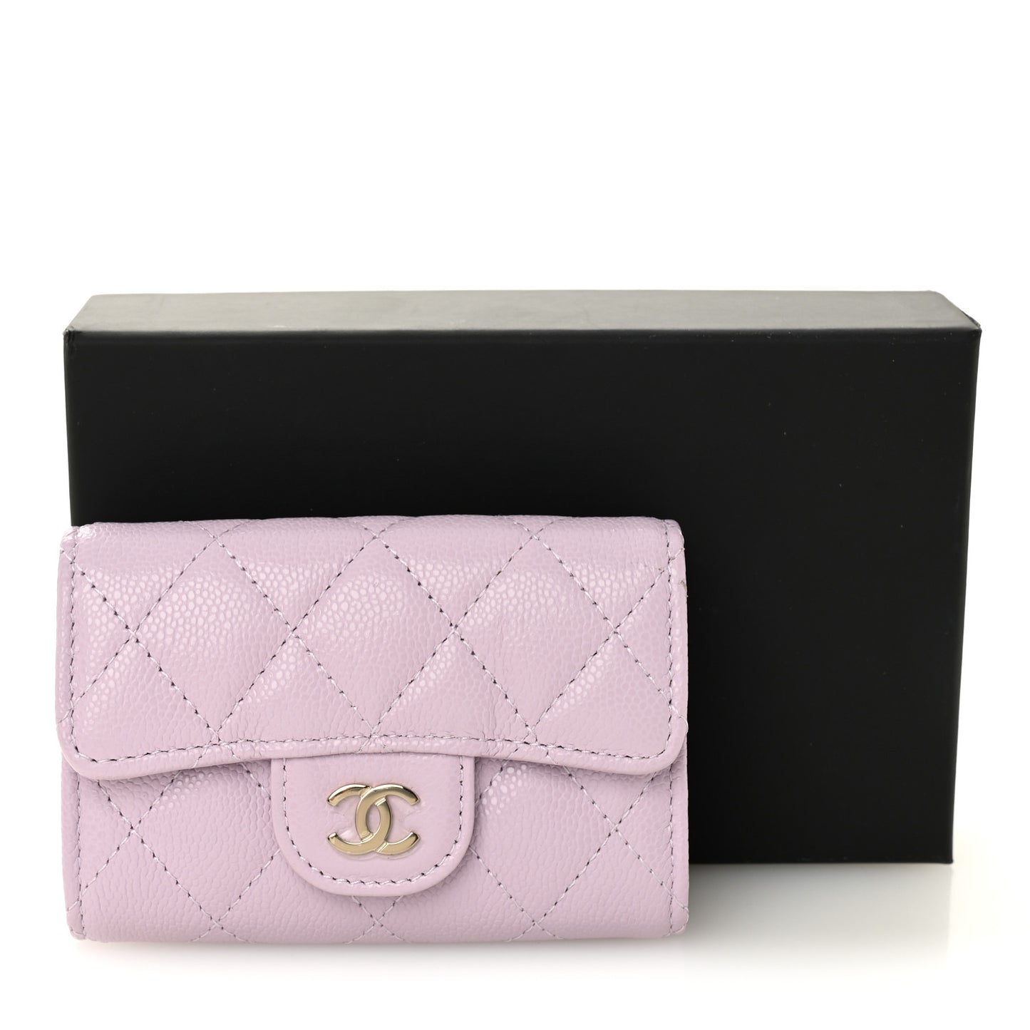 Caviar Quilted Classic 4 Key Holder Wallet Light Purple