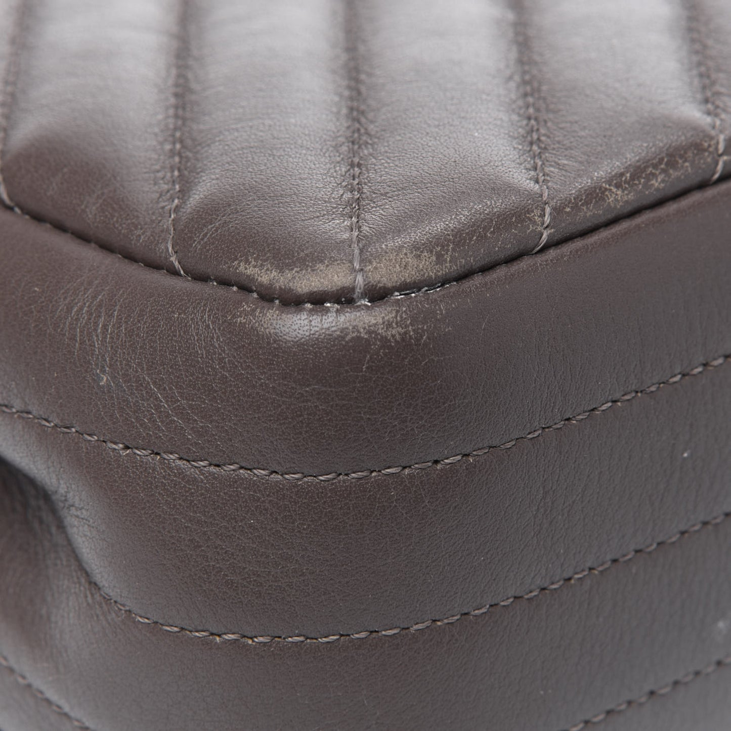 Calfskin Chevron Quilted Small Statement Flap Khaki