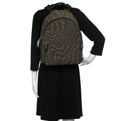 Fendi X SARAH COLEMAN Fabric Jacquard Vitello Grace Light Woven Lanyard FF Vertigo Pouch Pocket Backpack Tobacco Moro Black 2 of 10