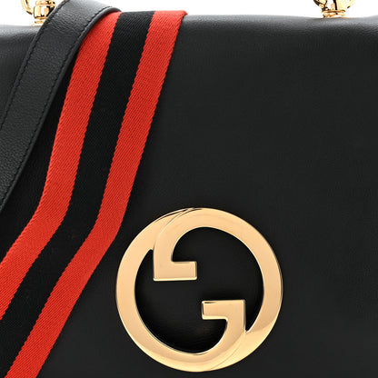 Gucci Roxy Calfskin Web Medium Blondie Top Handle Shoulder Flap Bag Black 8 of 10