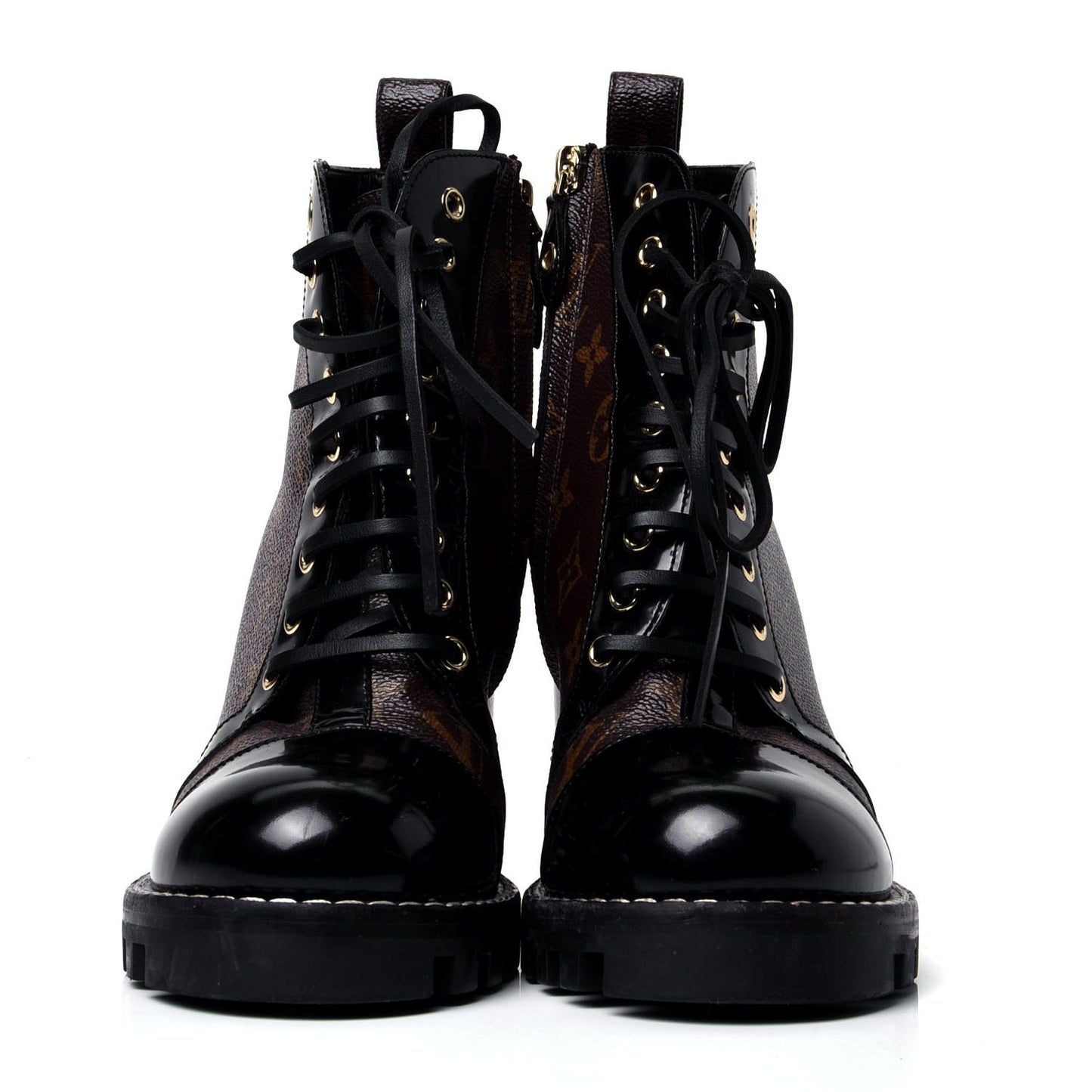 Patent Calfskin Monogram Star Trail Ankle Boots 38.5 Black
