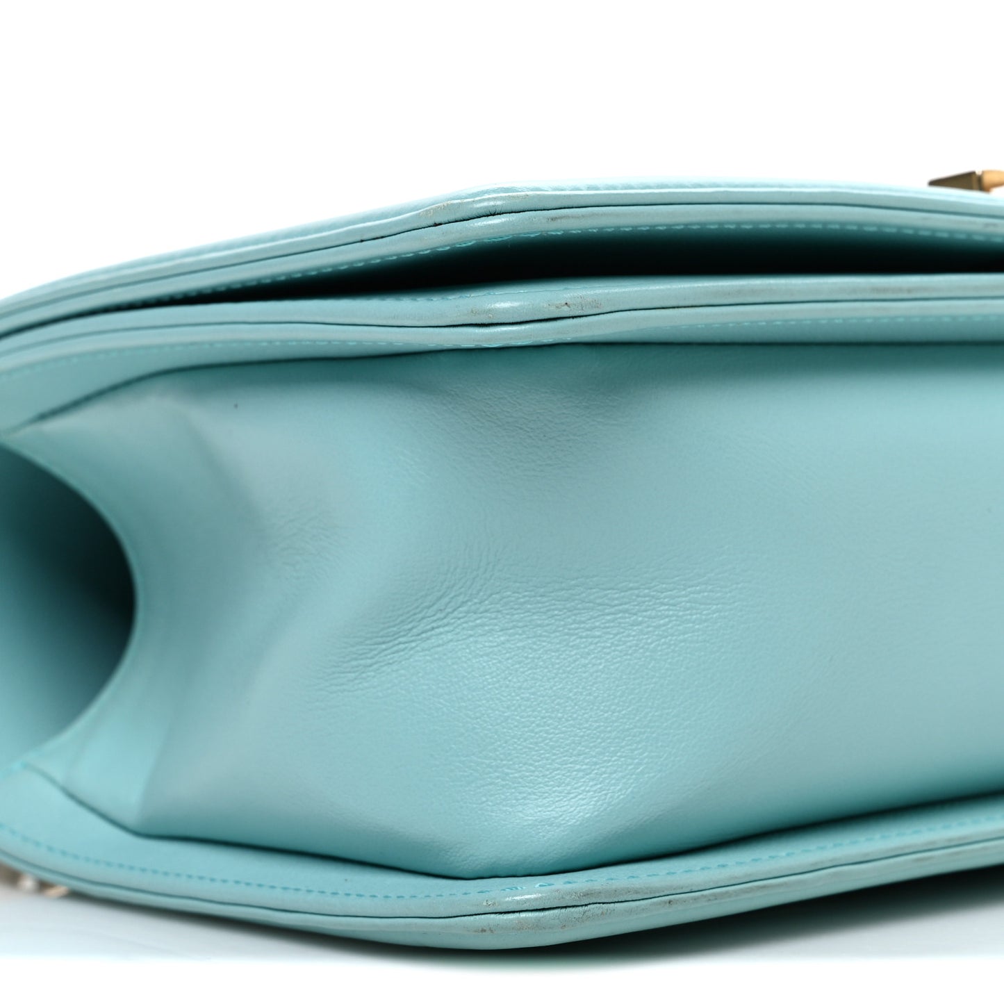 Lambskin Chevron Quilted Medium Boy Flap Turquoise