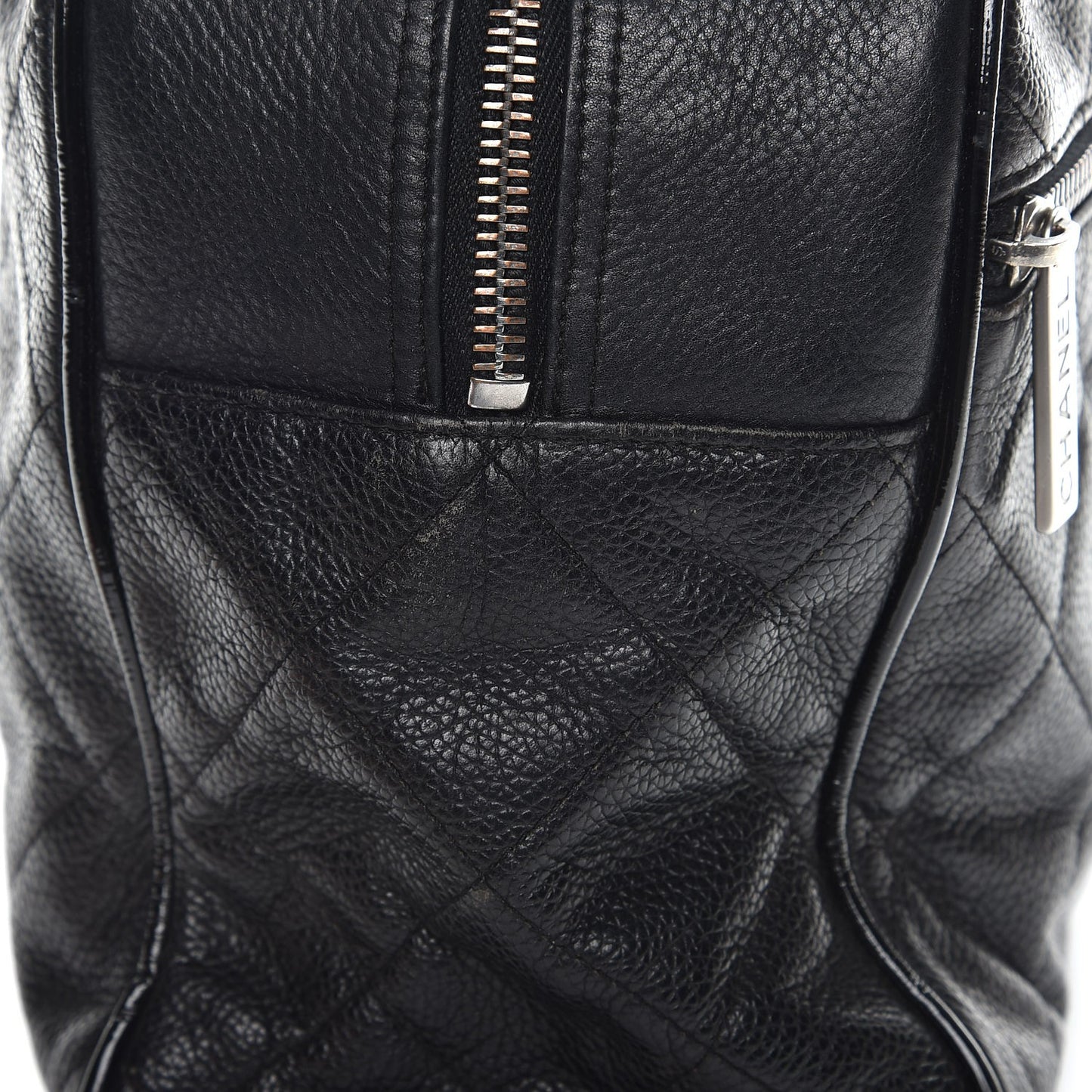 Caviar Patent Quilted Large Bowler Black