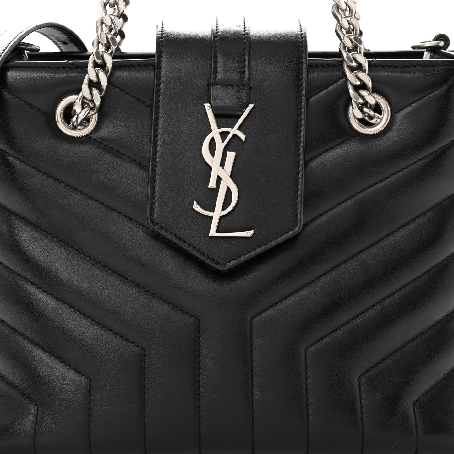 Calfskin Y Quilted Monogram Small Loulou Shopper Black