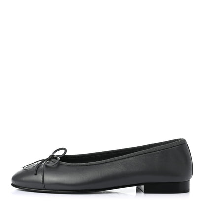 Chanel Lambskin Cap Toe Ballerina Flats 35.5 Grey 1 of 12