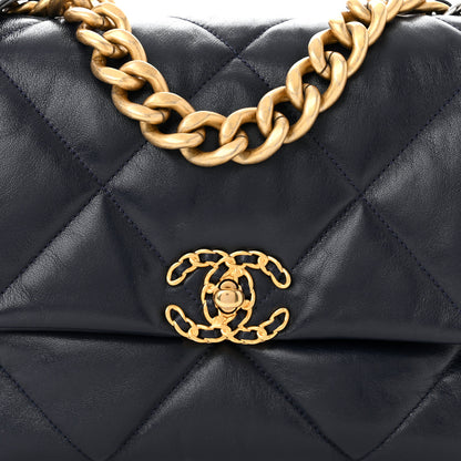 Chanel Lambskin Quilted Large Chanel 19 Flap Navy Blue 8 of 11