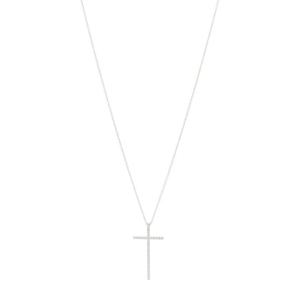 Tiffany 18K White Gold Diamond Metro Cross Pendant Necklace 1 of 6