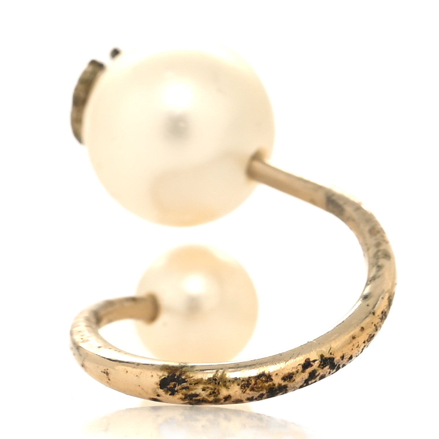 Chanel Pearl CC Ring 47 4 Gold Pearly White 3 of 4