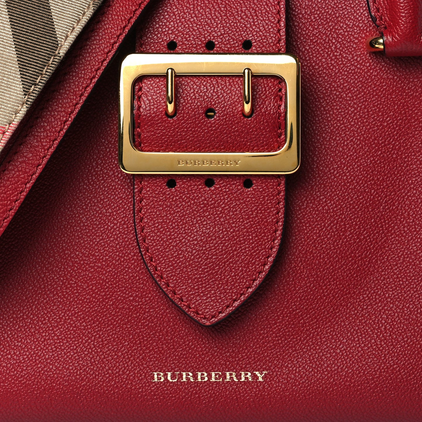 Soft Grain Calfskin Small Buckle Tote Parade Red