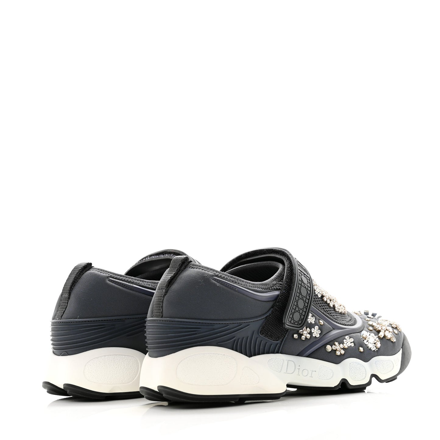 Neoprene Technical Canvas Crystal Embellished Dior Fusion Sneakers 36 Gris Fonce