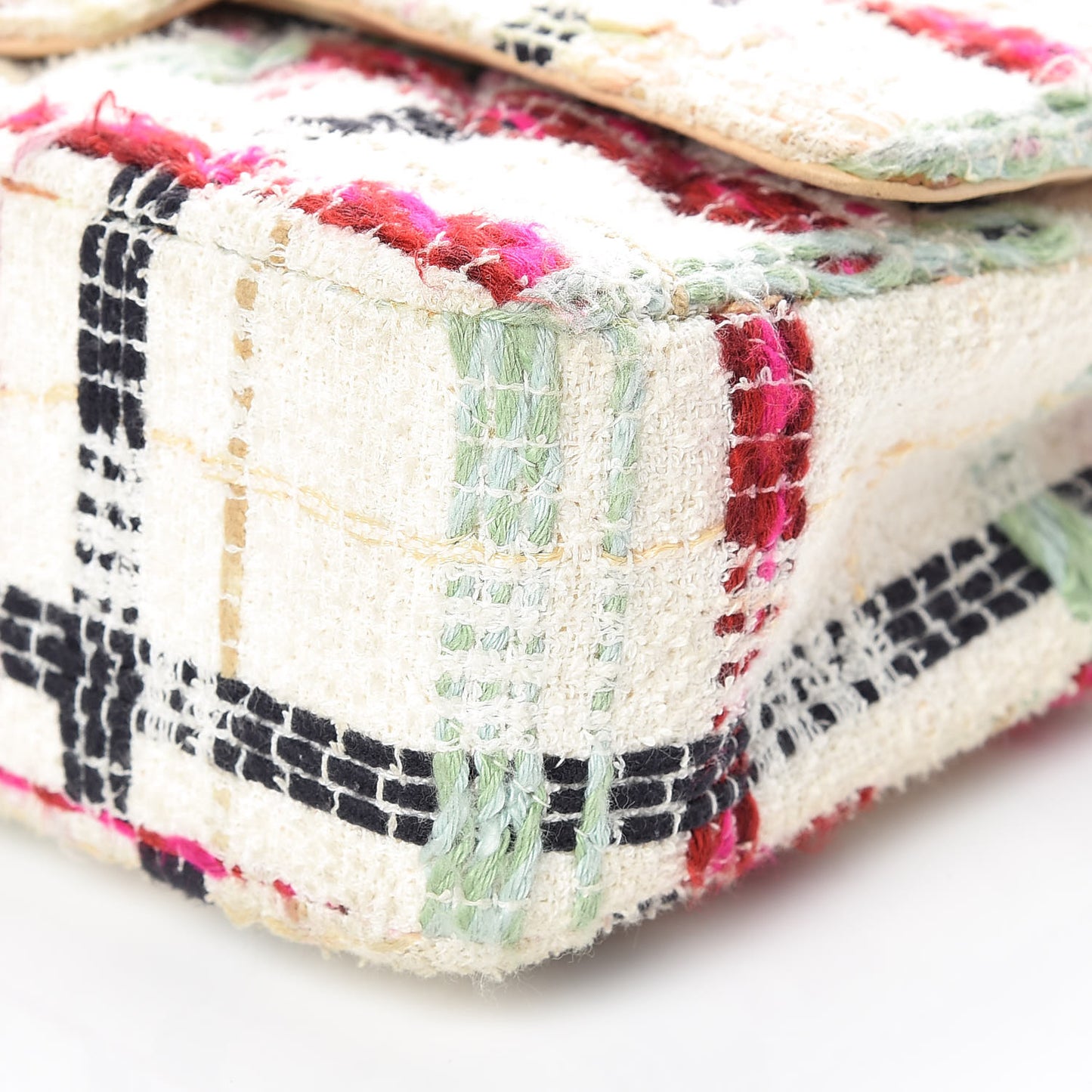 Tweed Quilted Medium Double Flap Beige Pink
