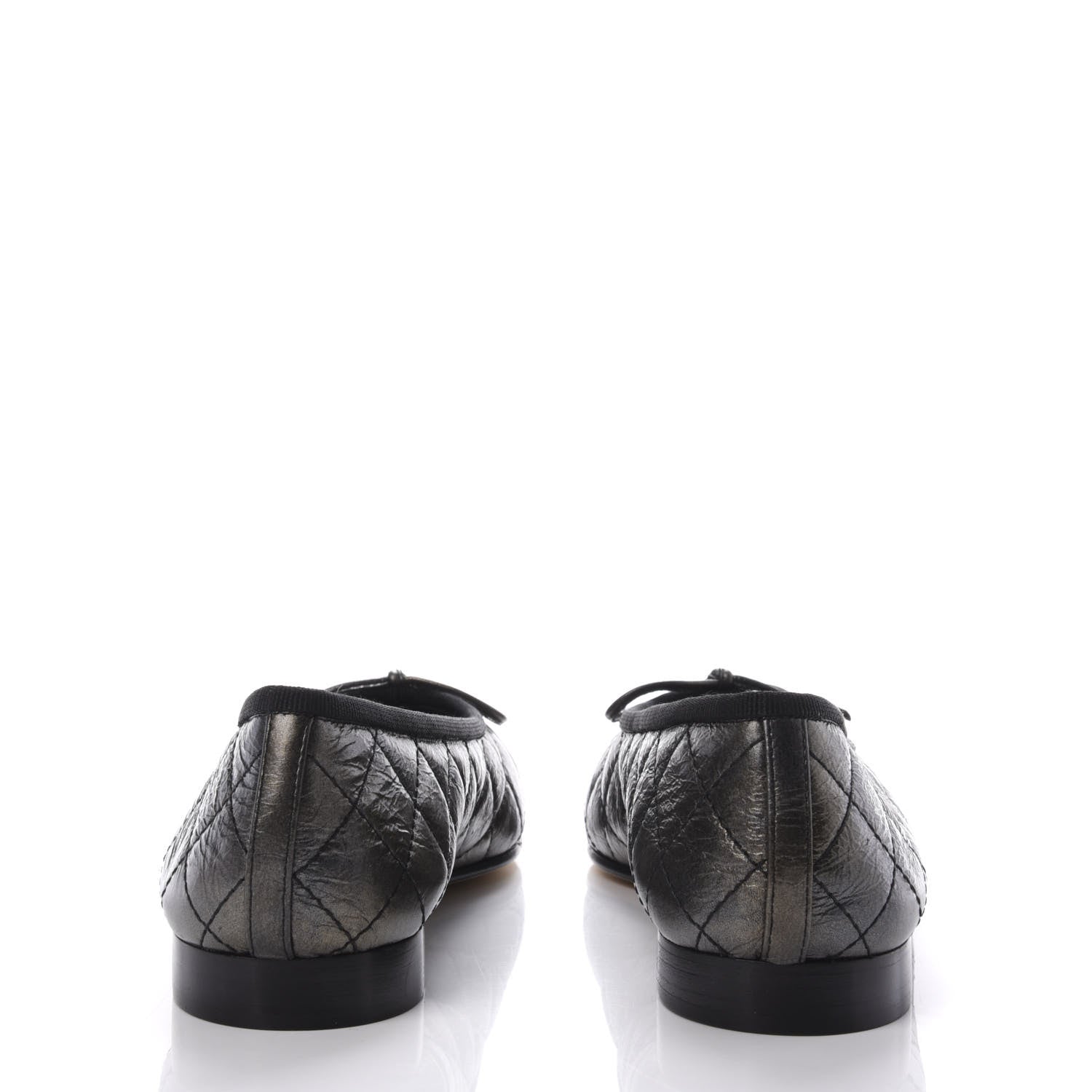 Chanel Aged Calfskin Quilted Cap Toe Ballerina Flats 37 Black 5 of 10