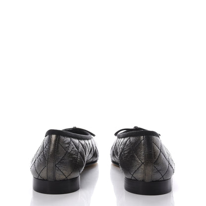 Chanel Aged Calfskin Quilted Cap Toe Ballerina Flats 37 Black 5 of 10