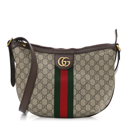 Gucci GG Supreme Monogram Web Small Ophidia Half Moon Hobo Brown 1 of 12