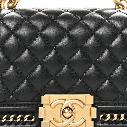 Chanel Lambskin Quilted Small Top Handle Boy Flap Black 8 of 11