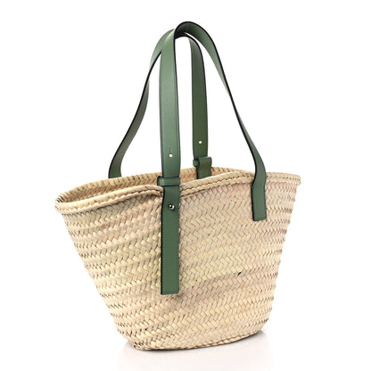Loewe Raffia Small Basket Tote Bag Natural Green 3 of 8