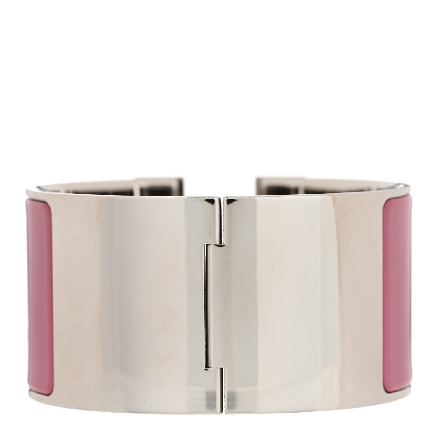 Hermes Enamel Extra Wide Clic Clac H Bracelet GM White Rose Velours 3 of 6
