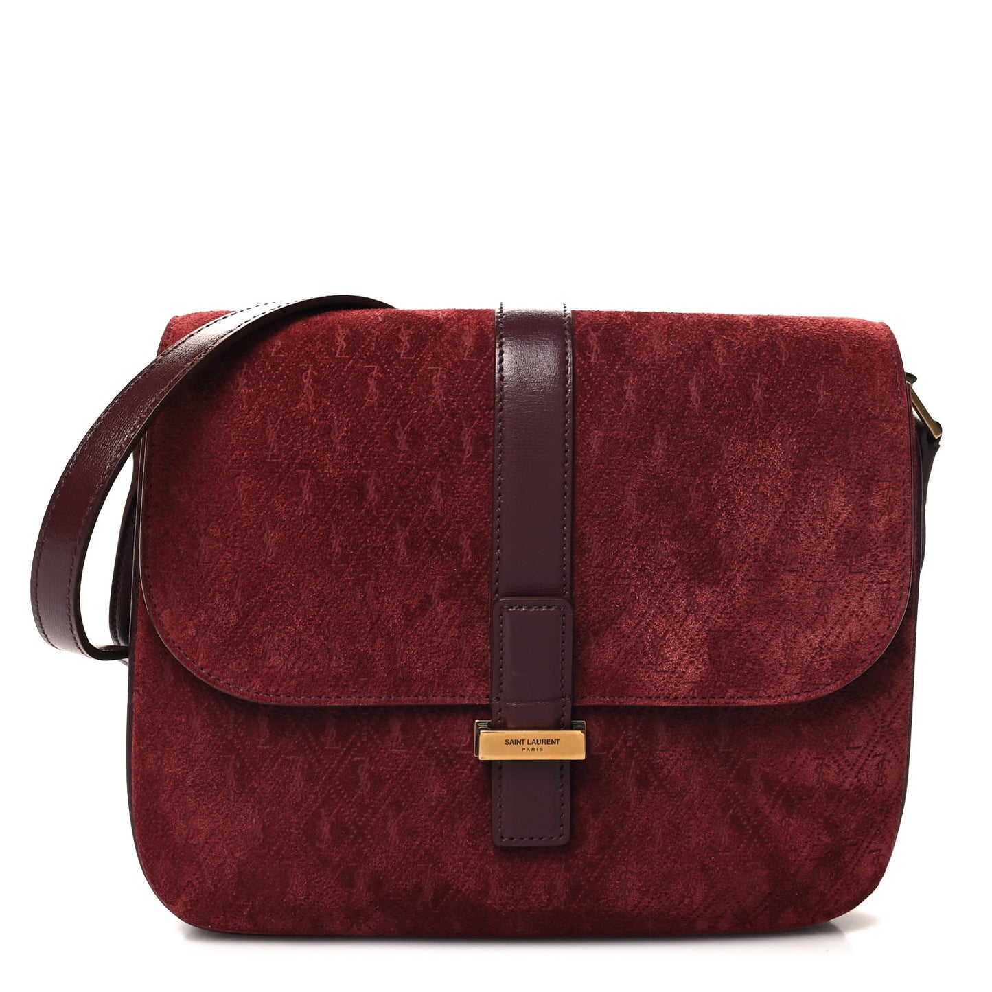 Suede All-Over Monogram Small Le Monogramme Satchel Rouge