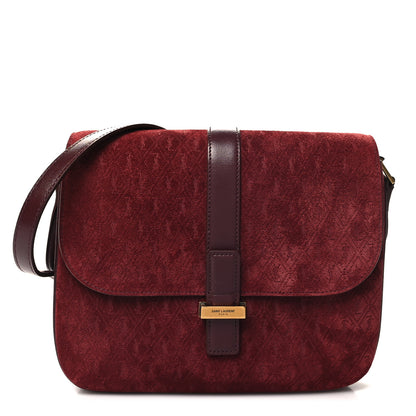 Saint Laurent Suede All-Over Monogram Small Le Monogramme Satchel Rouge 1 of 11