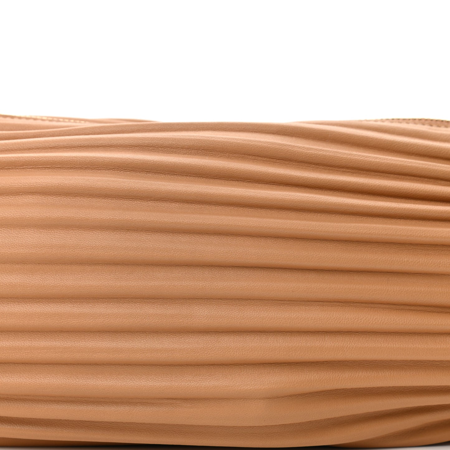 Lambskin Pleated Bracelet Pouch Shoulder Bag Warm Desert