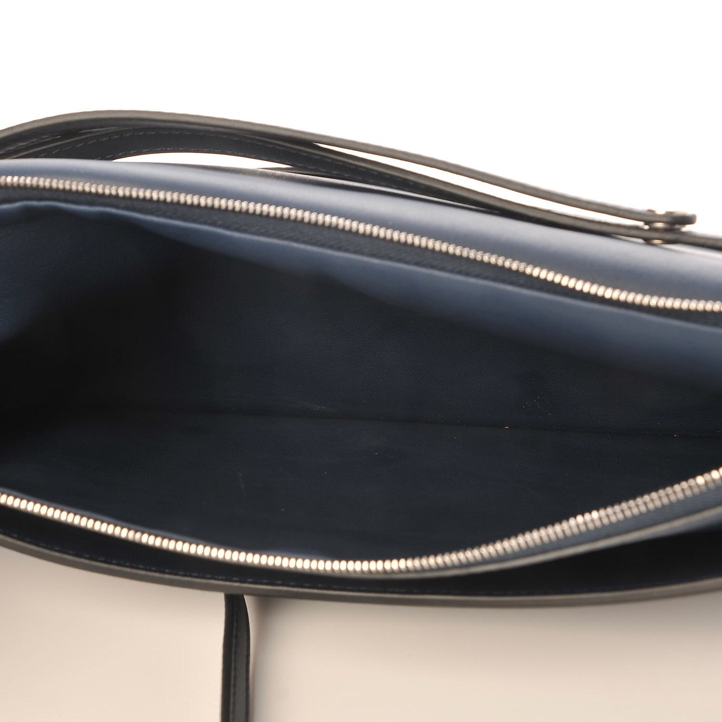 Smooth Calfskin Oval Clutch Navy