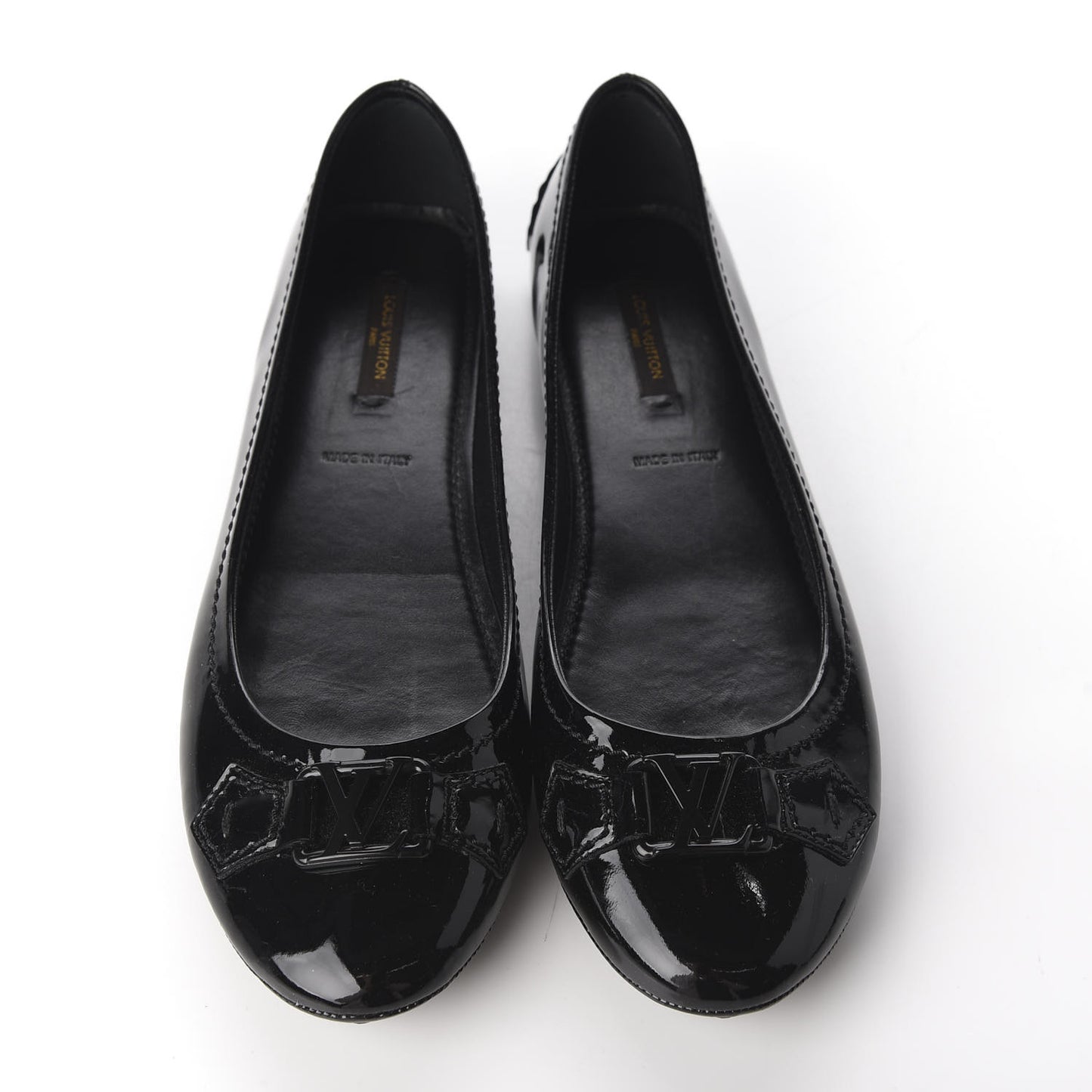 Patent Calfskin Oxford Ballerina Flats 38.5 Black