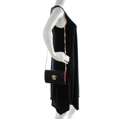 Versace Grained Calfskin Palazzo Chain Evening Bag Black Flamingo 2 of 6