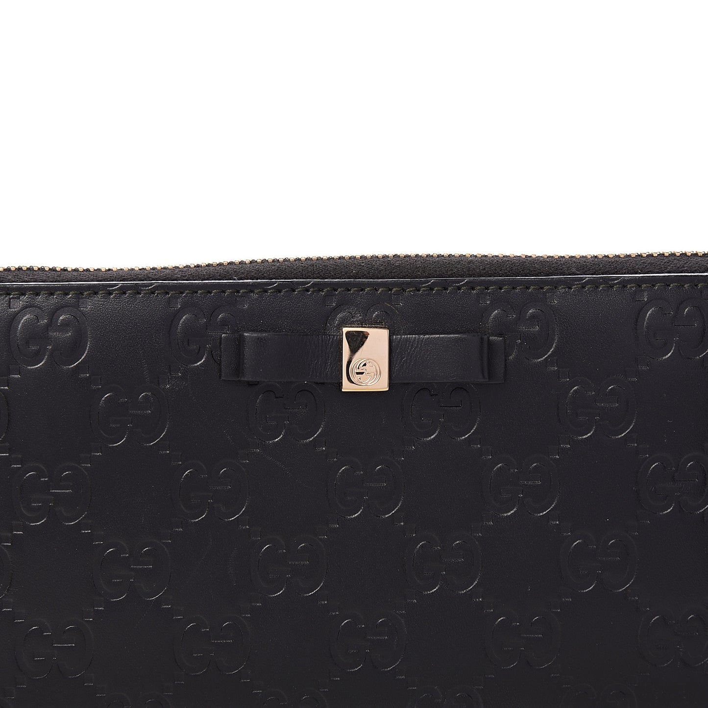 Guccissima Bow Zip Around Wallet Black