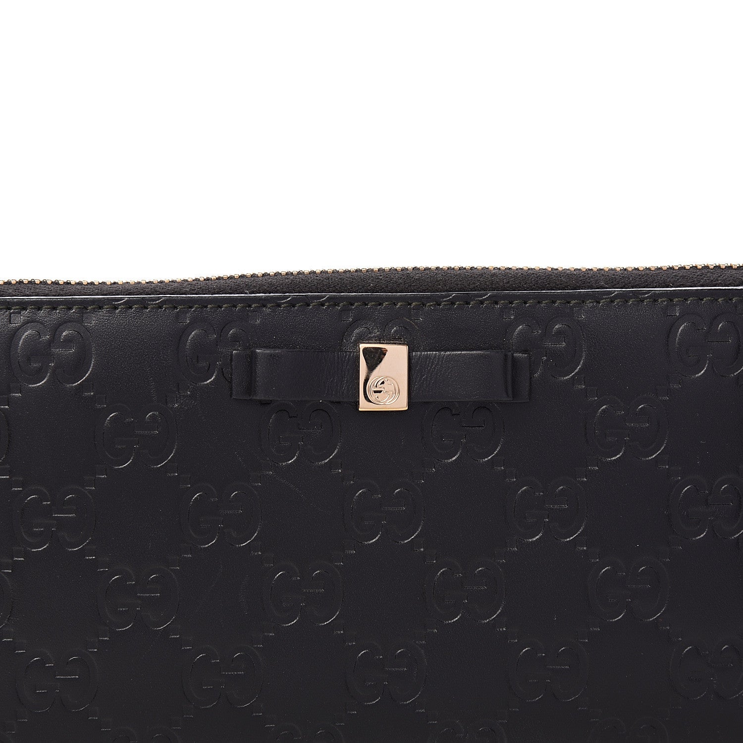 Gucci Guccissima Bow Zip Around Wallet Black 7 of 7