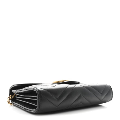 Gucci Calfskin Matelasse GG Marmont Chain Wallet Black 4 of 13