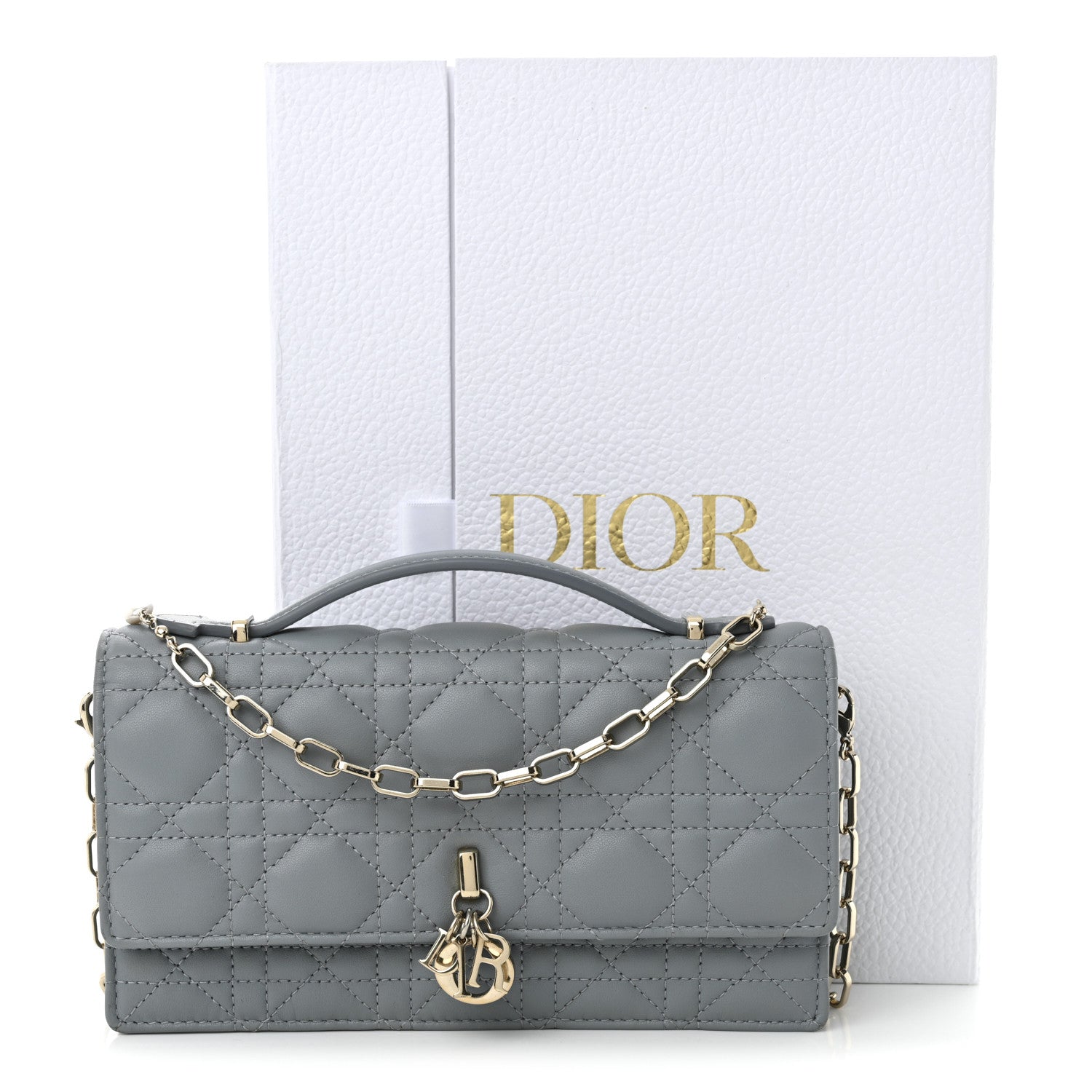 Christian Dior Lambskin Cannage Mini My Dior Top Handle Clutch Cloud Blue 14 of 14