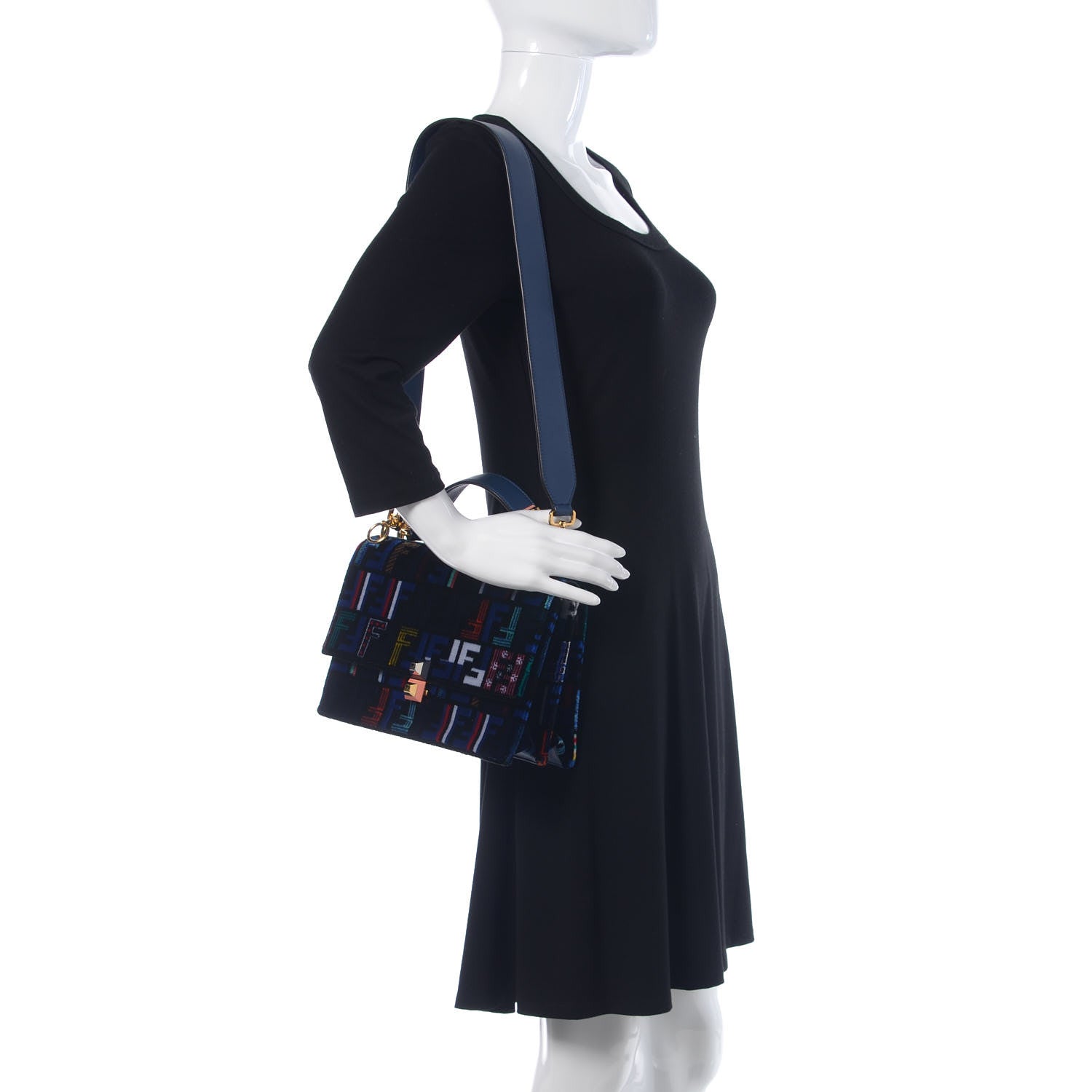 Fendi Velvet Vitello Dolce Fun Fair Kan I Shoulder Bag Blue Multicolor 2 of 10