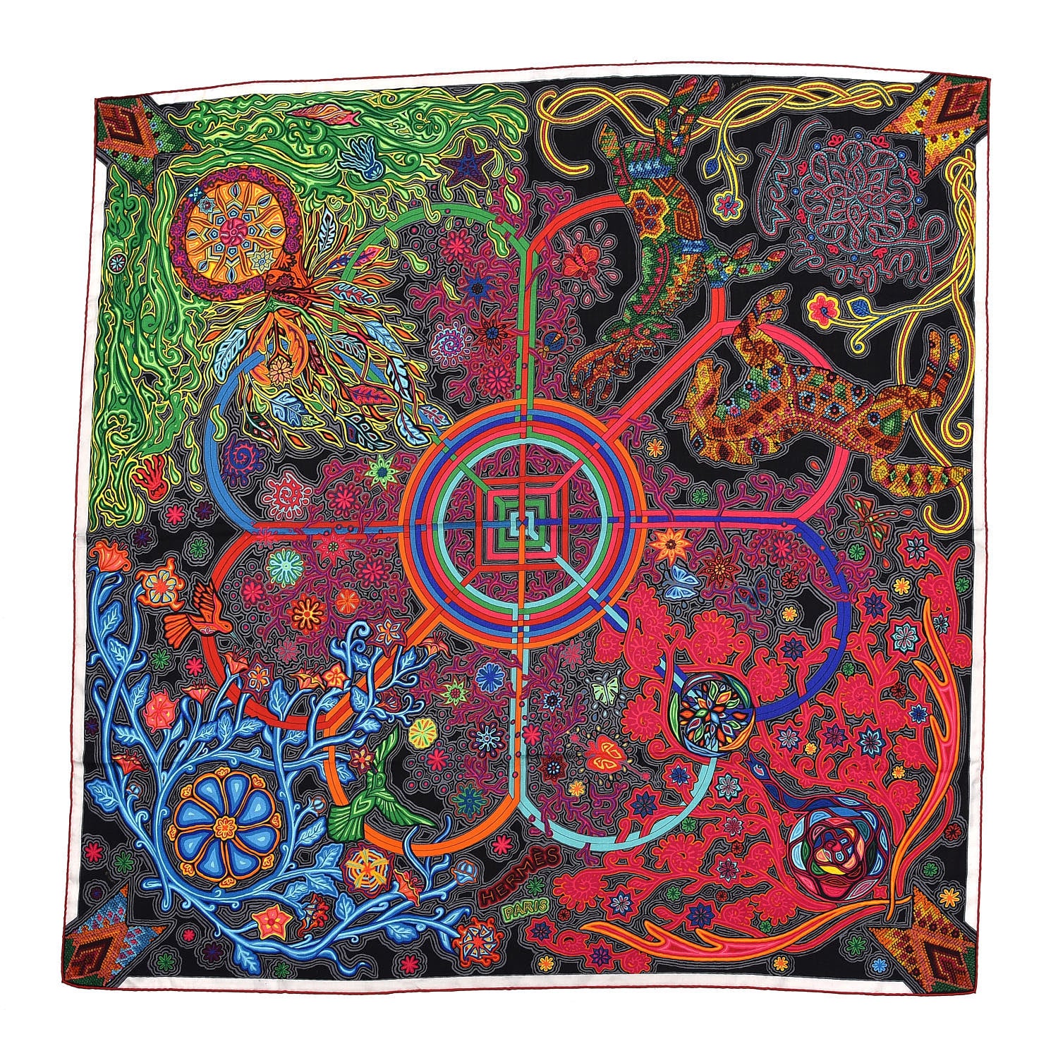 Hermes Cashmere Silk L'Arbre Du Vent Shawl 140 1 of 6