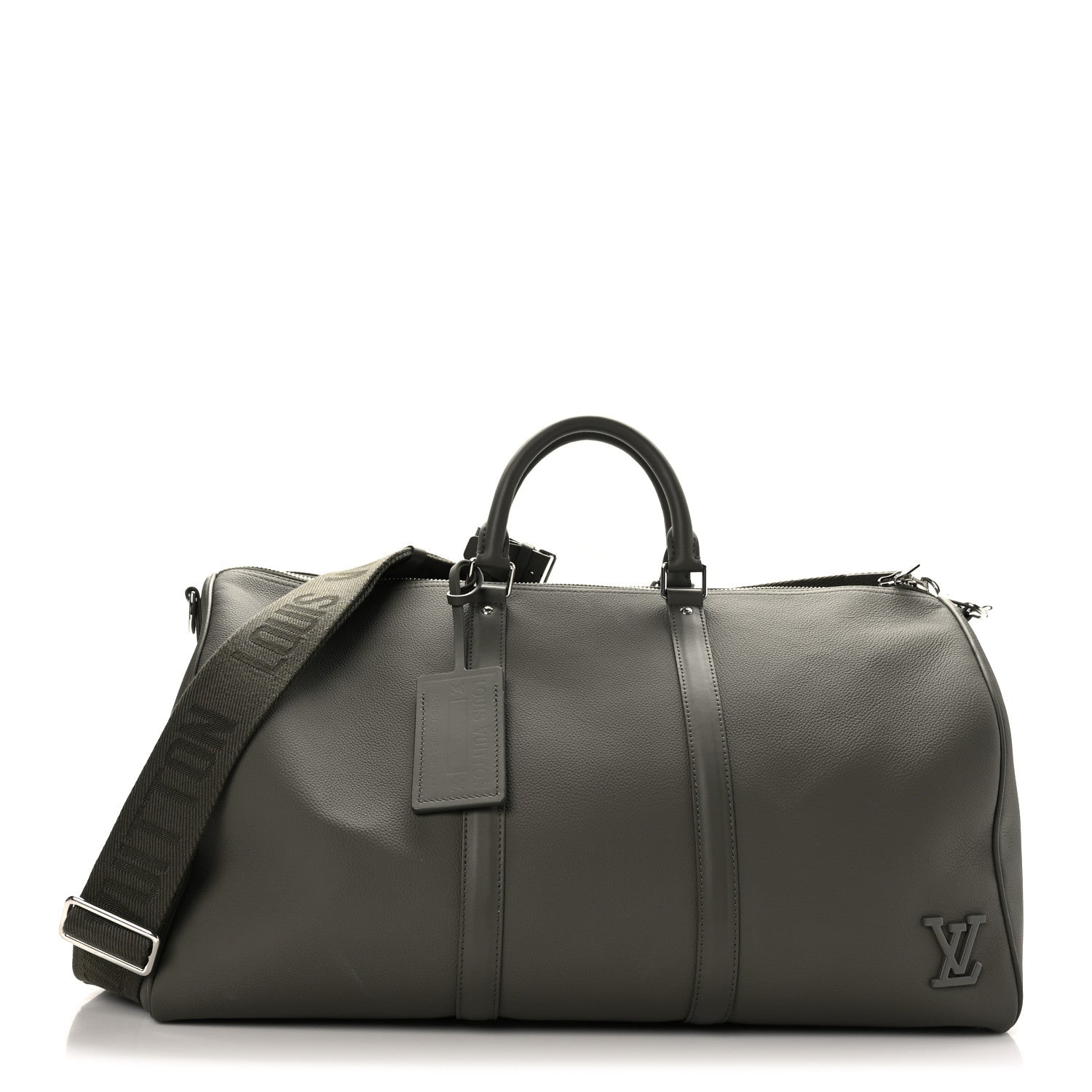 Louis Vuitton Grained Calfskin Aerogram Keepall Bandouliere 50 Khaki 1 of 9