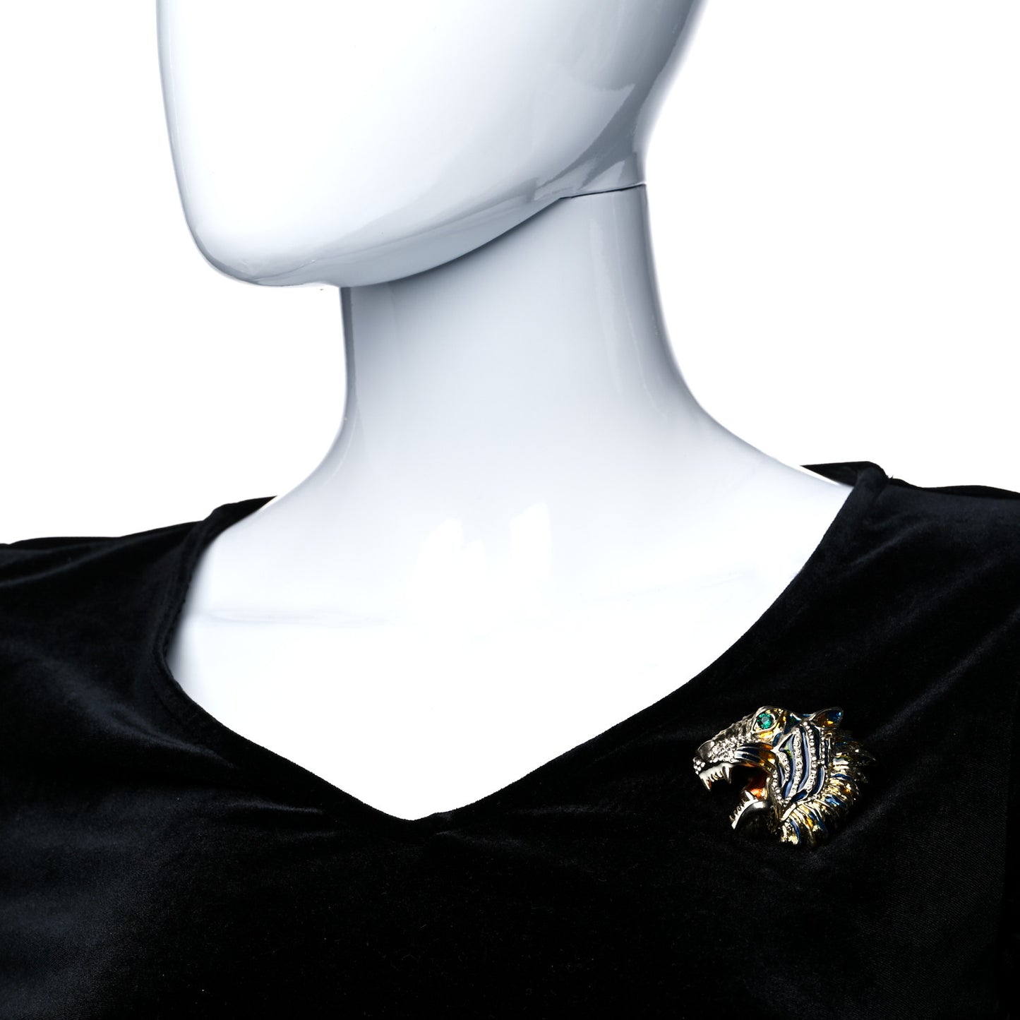 Metal Crystal Rajah Brooch Gold