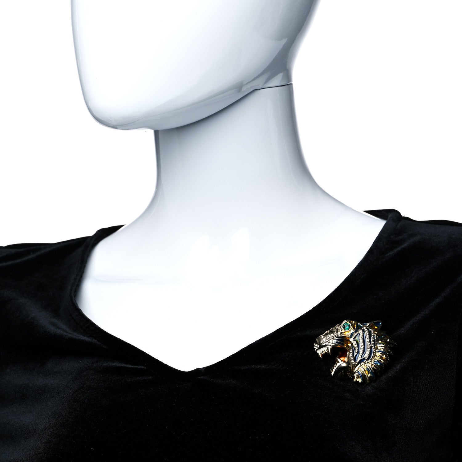 Gucci Metal Crystal Rajah Brooch Gold 2 of 6