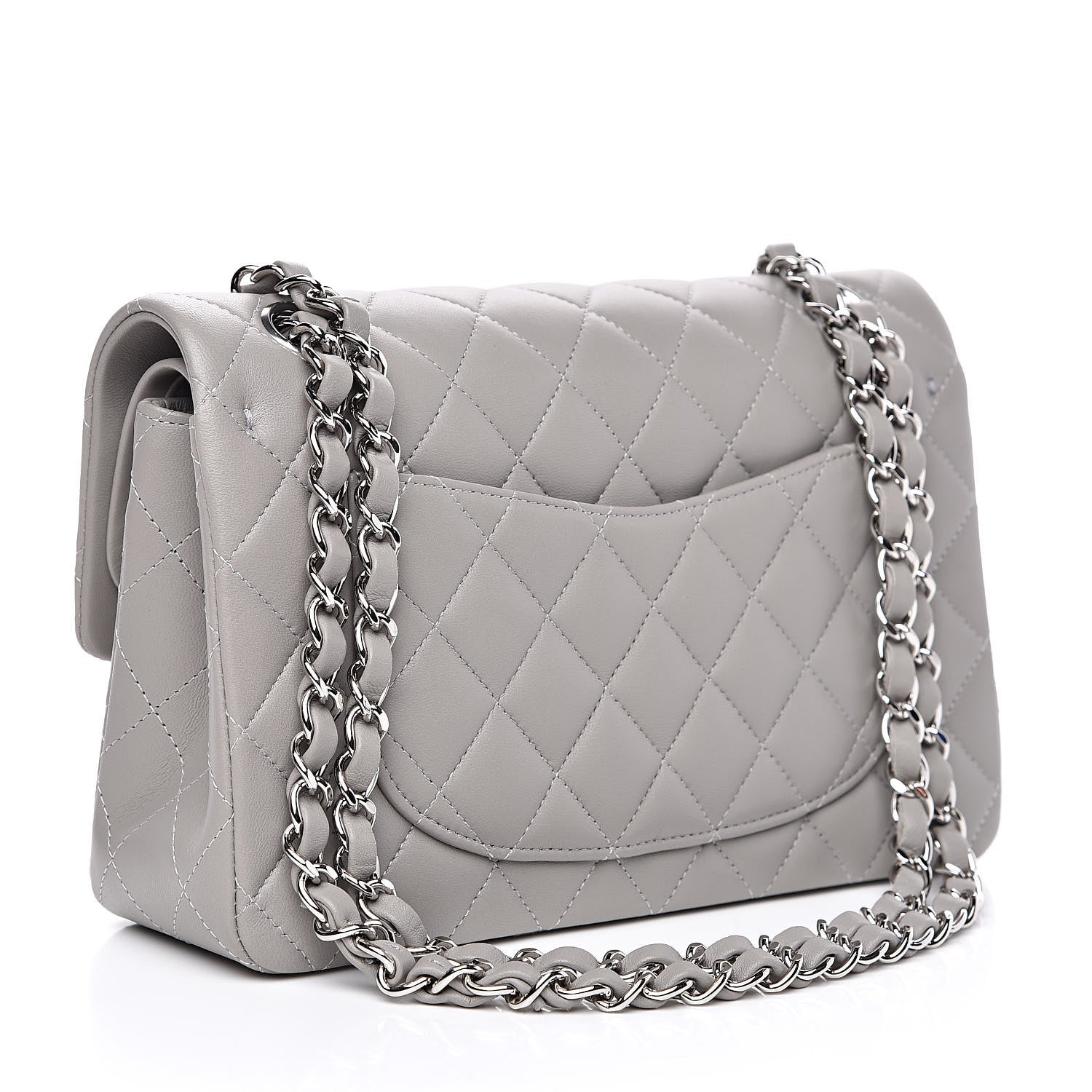 Chanel Lambskin Quilted Small Double Flap Grey 3 of 12