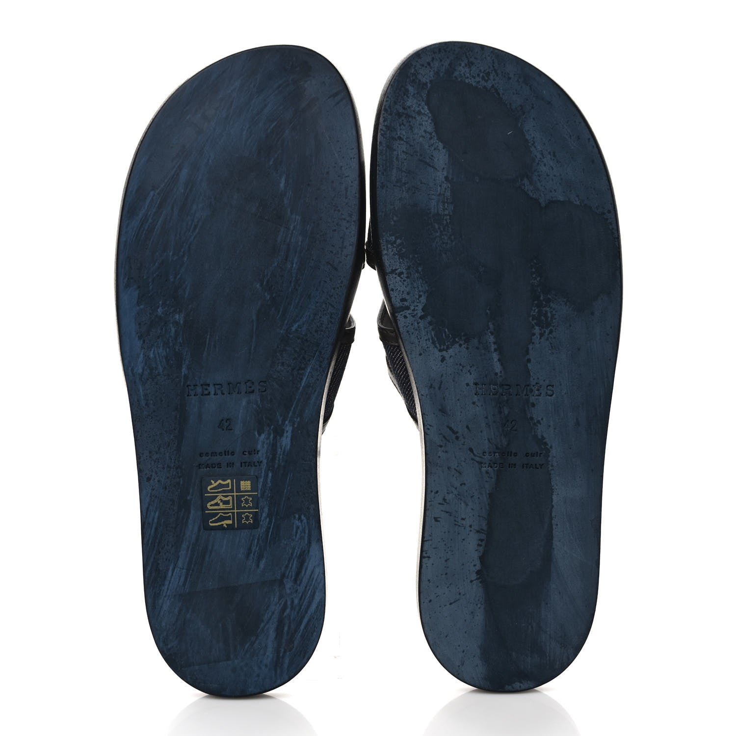 Hermes Denim Calfskin Mens Izmir Sandals 42 Bleu Brut 5 of 7