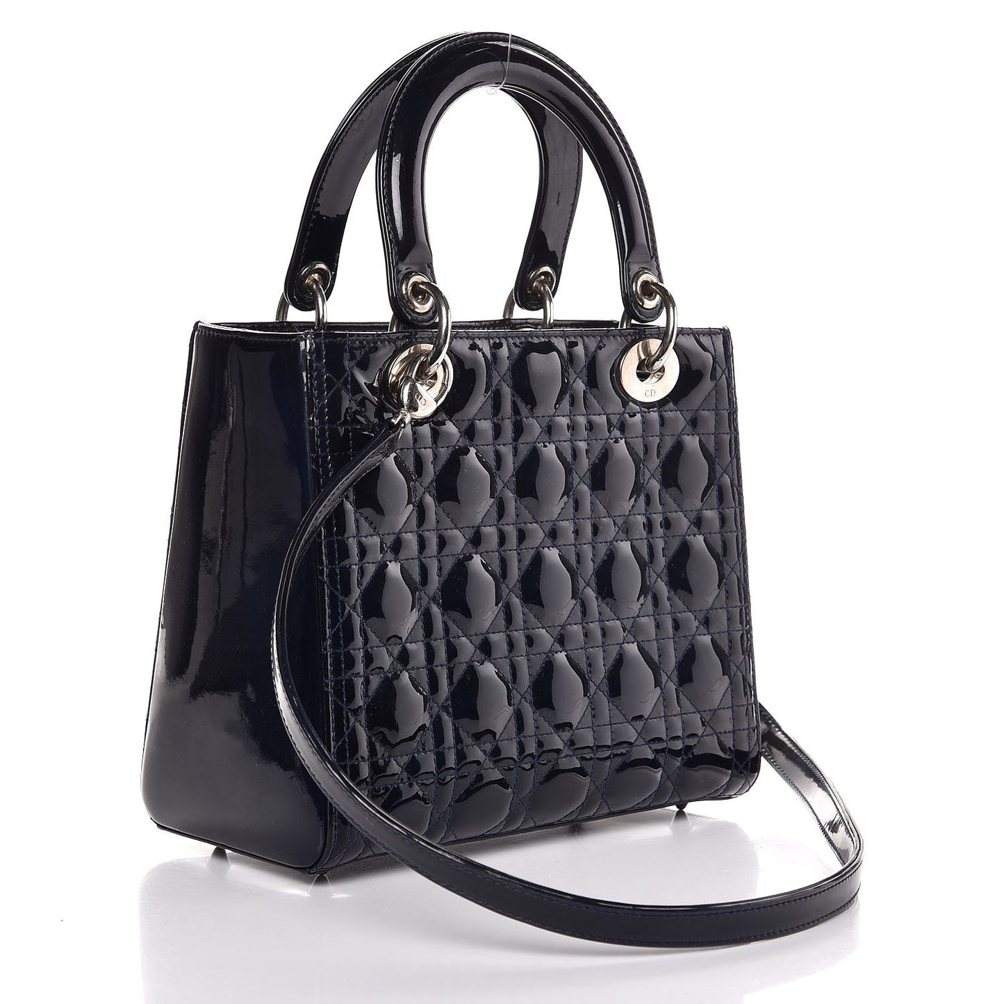Patent Cannage Medium Lady Dior Saphir