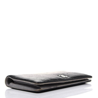 Chanel Lambskin Camellia Embossed Yen Wallet Black 4 of 26
