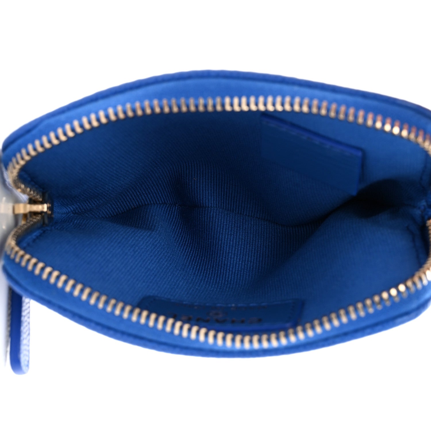 Chanel Caviar Quilted Zip Card Holder Wallet Blue 5 of 9