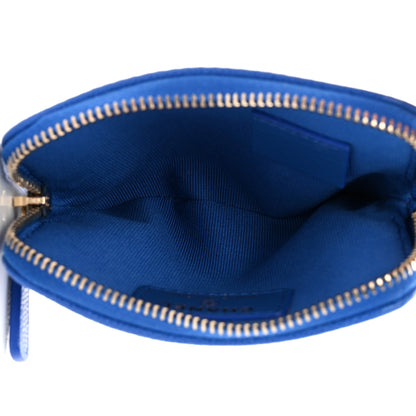 Chanel Caviar Quilted Zip Card Holder Wallet Blue 5 of 9