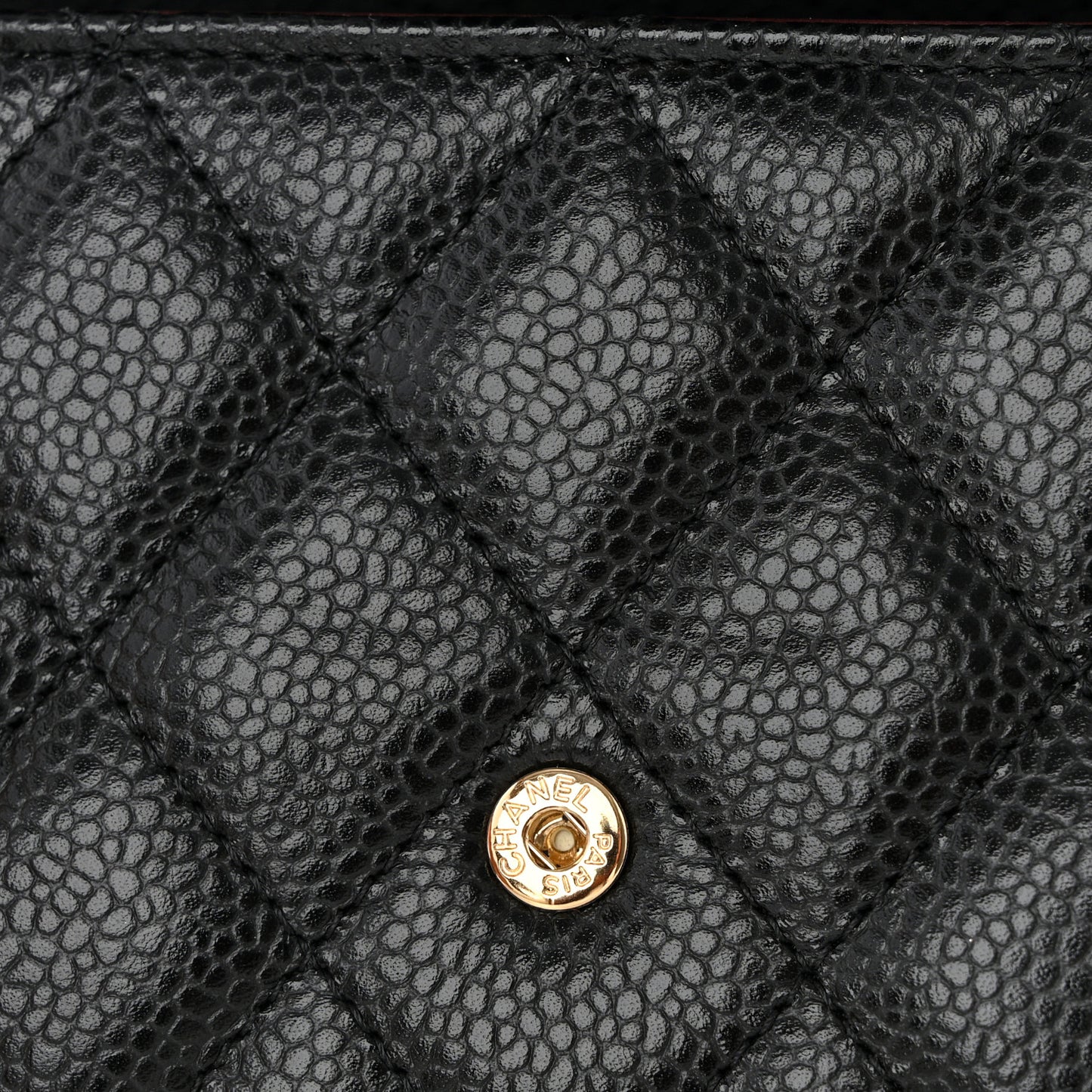 Caviar Quilted Large Gusset Flap Wallet Black