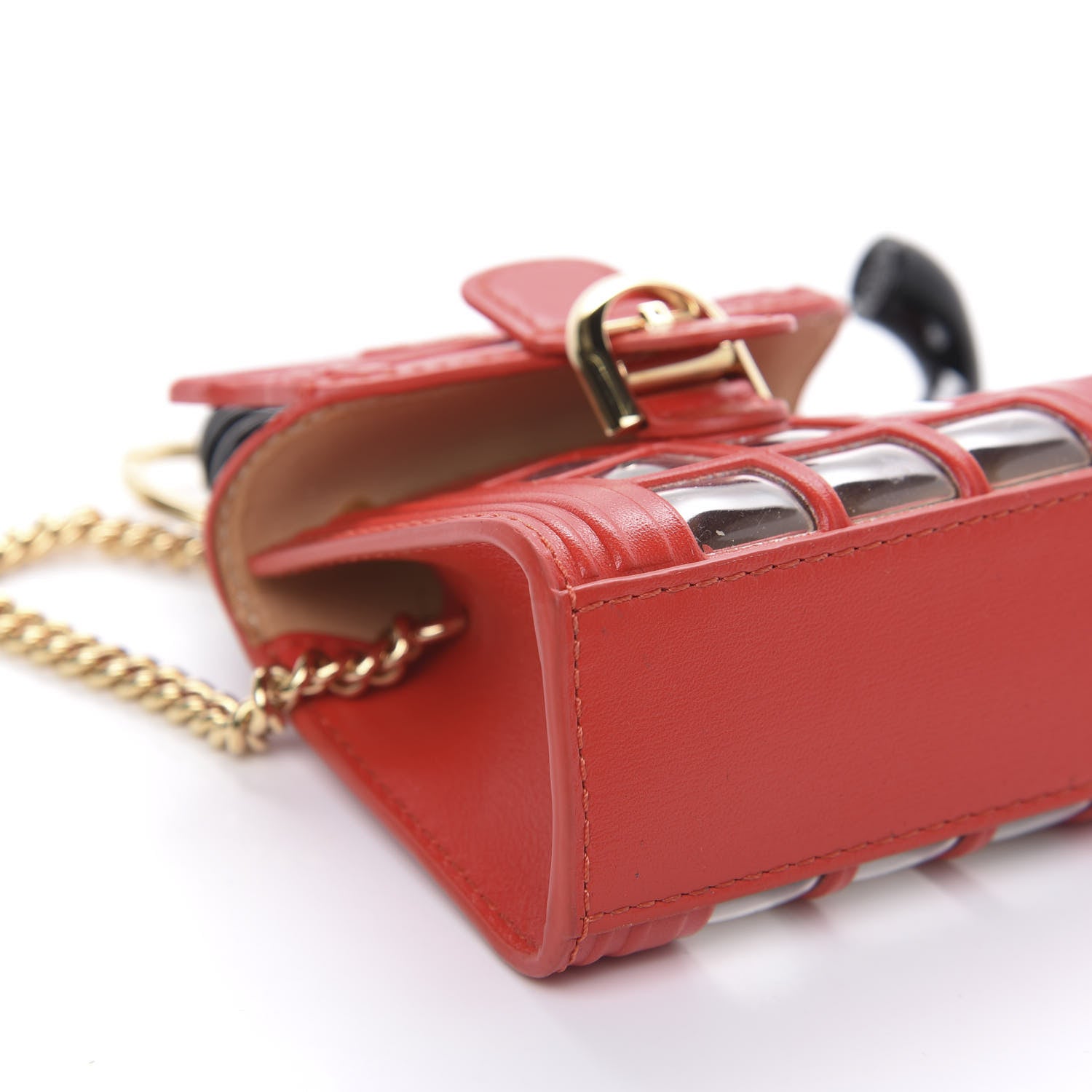 Delvaux Box Calfskin Miniature Piccadilly Circus Bag Charm Red 6 of 8
