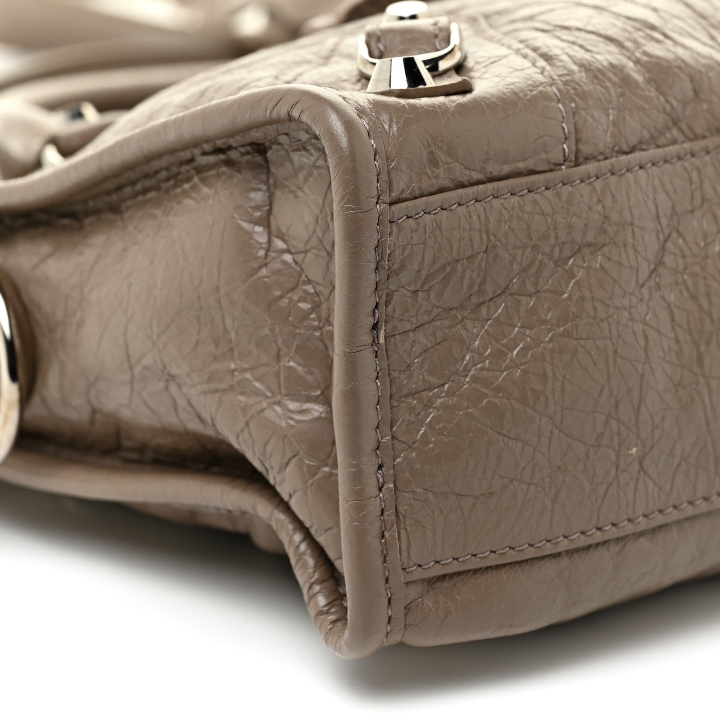 Agneau Classic Silver Hardware Mini City Dark Mink Grey