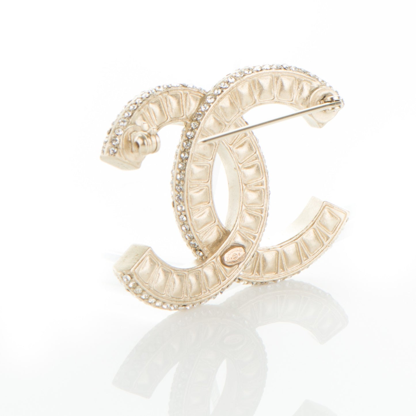 Baguette Crystal CC Brooch Gold
