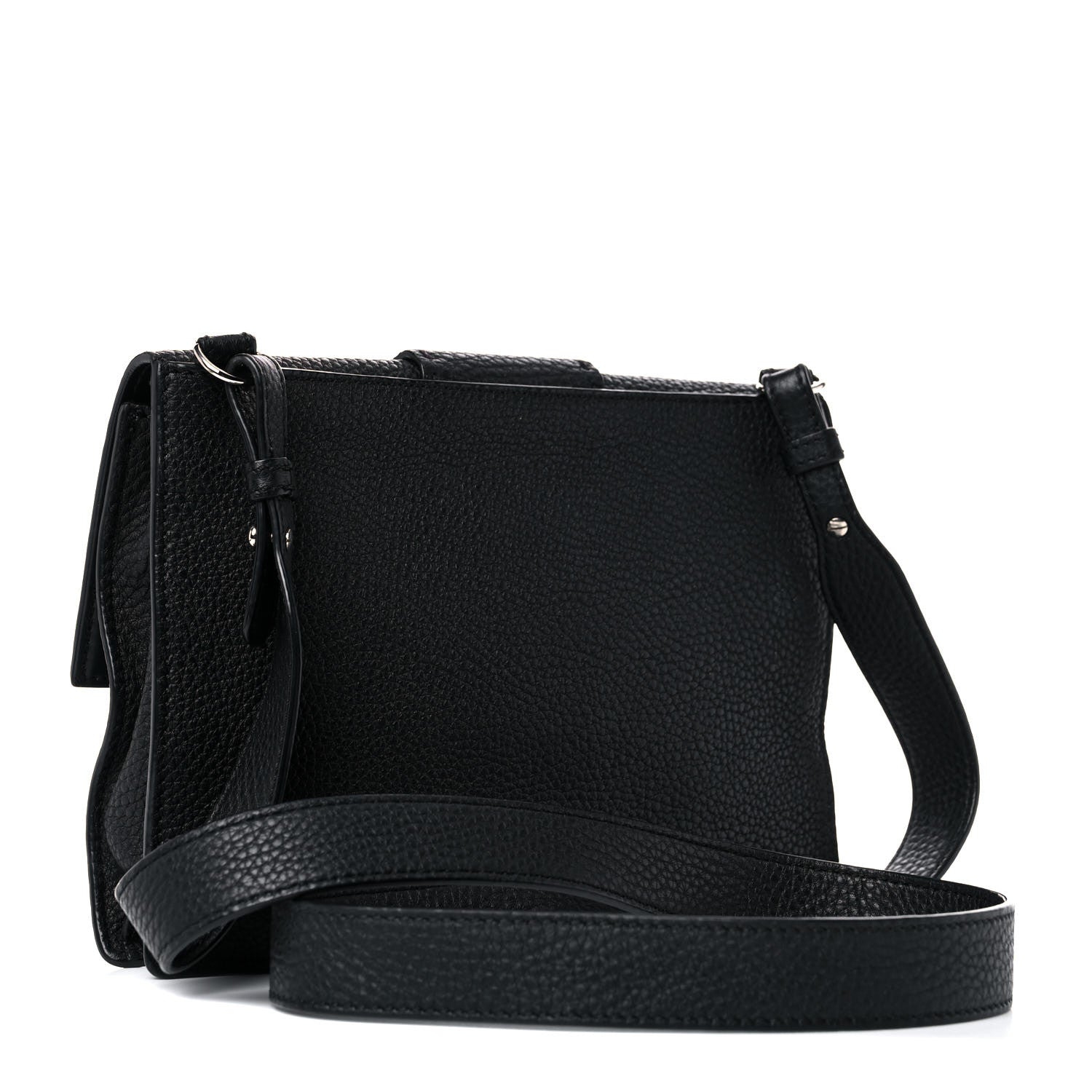 Fendi Cuoio Romano Selleria Medium Flat Baguette Black 3 of 12