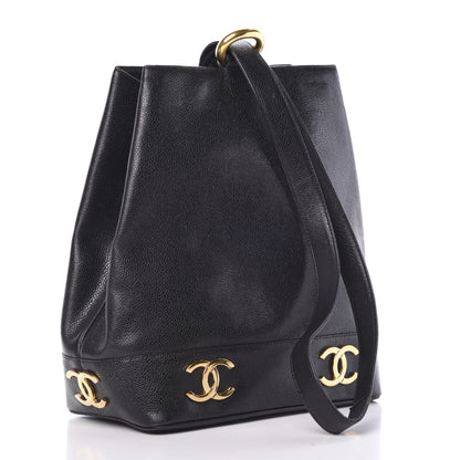 Chanel Caviar CC Drawstring Shoulder Bag Black 2 of 16